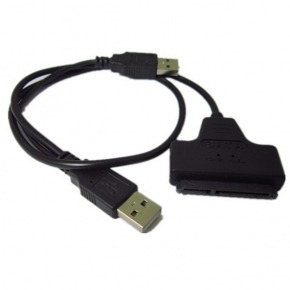 Mini adaptador portatil de SATA a dual POWER USB 2.0