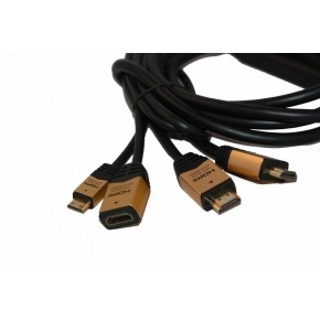 Conmutador en cable 1 x HDMI macho + 1 x Mini HDMI macho +1 x HDMI hembraa HDMI macho