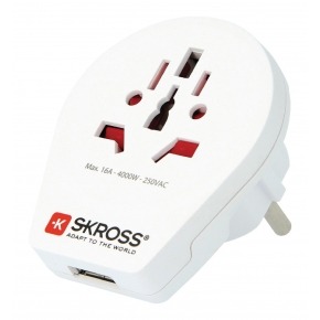 Adaptador de Viaje World-to-Europe USB Earthed
