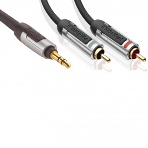 Cable de audio estéreo, 3,5 mm macho 2 x RCA macho, 2,00 m, negro