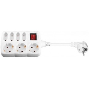 Regleta AC con interruptor 1,5 metros, blanca, 7 tomas