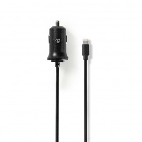 Cargador para Coche | 2,4 A | Cable fijo | Conector Lightning de Apple | Negro