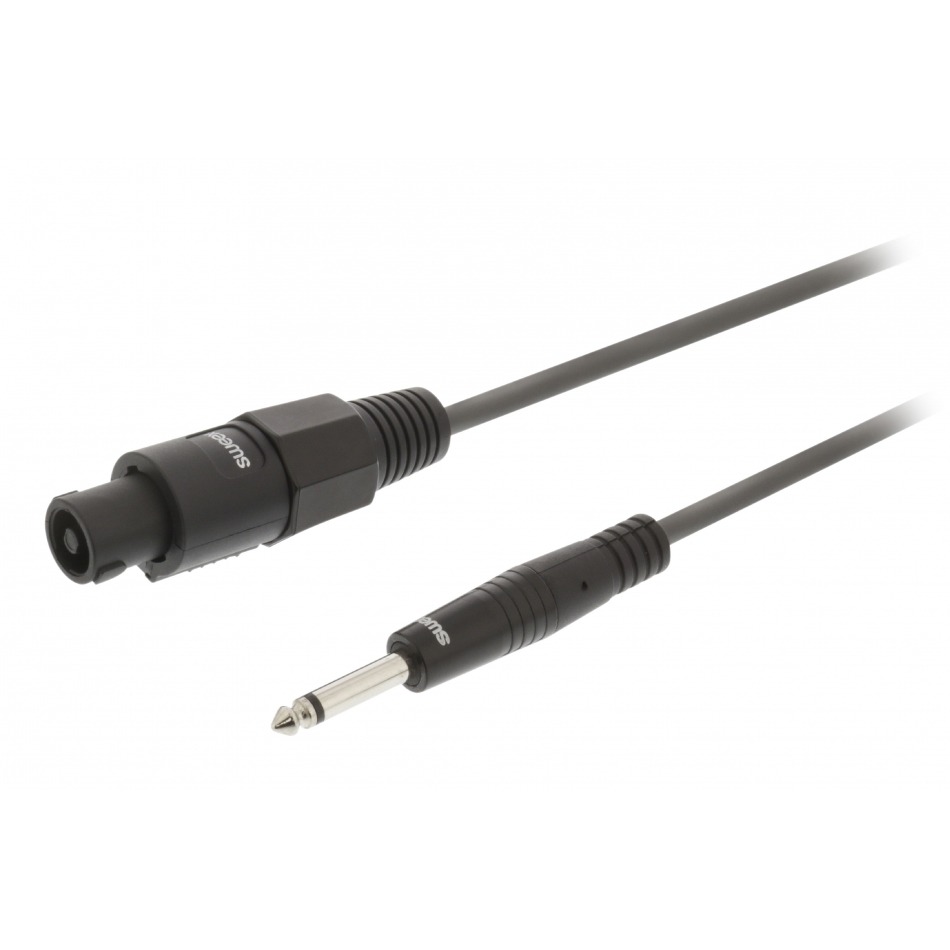 Cable de Altavoces Hembra de 2 Pines Macho de 6,35 mm y 5,0 m Gris