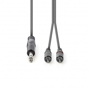 Cable de Audio Estéreo | 6,35 mm Macho - 2x RCA Macho | 1,5 m | Gris
