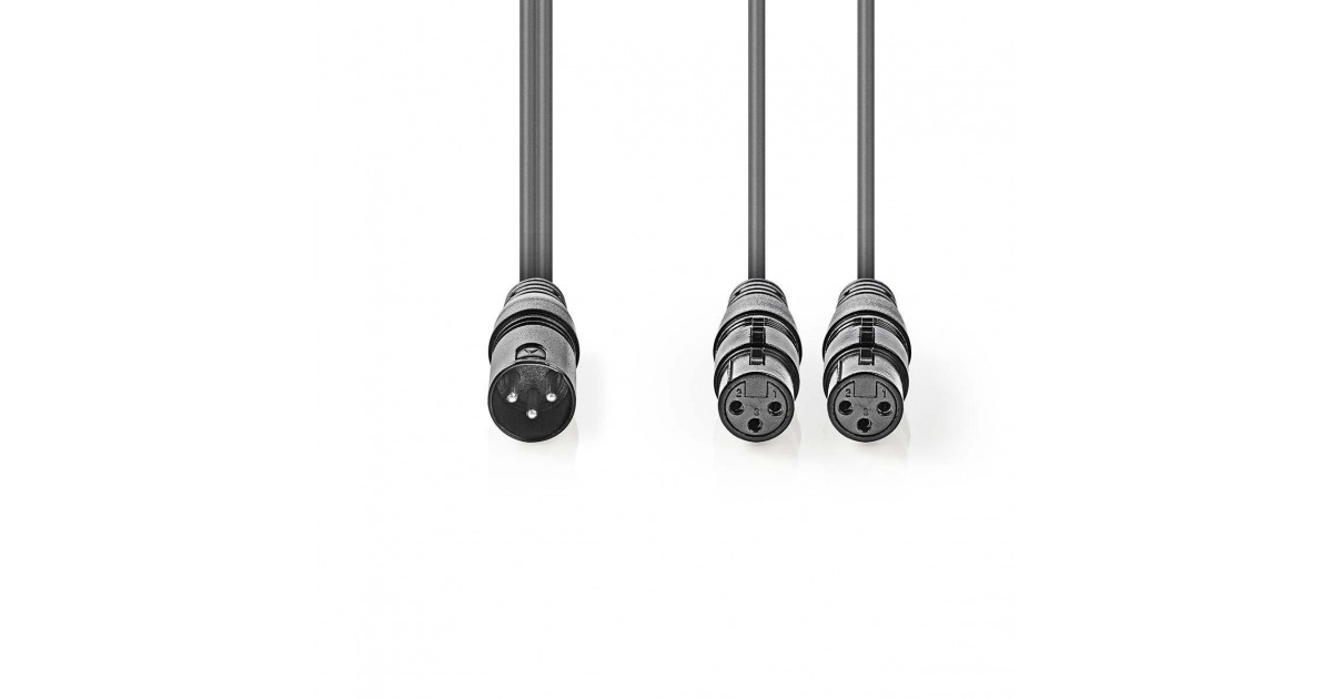 gris 3 m Nedis Cable de Audio XLR Compensado XLR de 3 Pines Macho