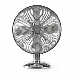 Ventilador de Mesa Metálico | 30 cm de diámetro | 3 Velocidades | Función de Oscilación | Cromado