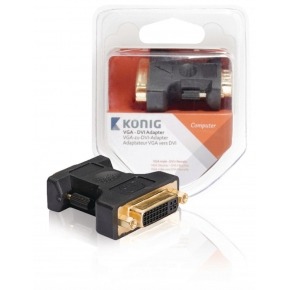 Adaptador VGA - DVI de VGA macho a DVI-I hembra; 1 ud. en gris