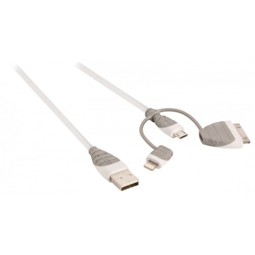 Cable 3 en 1 de carga y sincronización USB 2.0 A macho - micro B macho con adaptador Lightning int