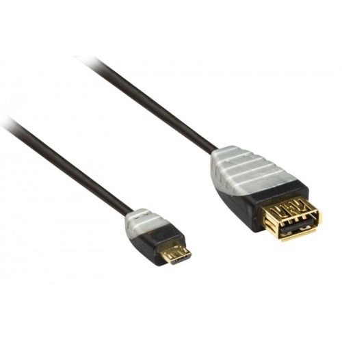 Cable USB 2.0 OTG Micro, USB A hembra - USB Micro B macho, 0,2 m negro