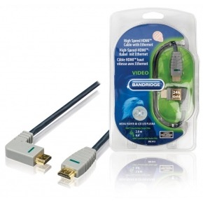 Cable HDMI de alta velocidad con Ethernet con conector HDMI - conector HDMI (angulo) 2.0 en azul