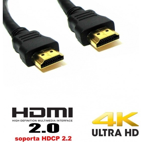 Cable HDMI negro versión 2.0 ultra HD - 1.00m  