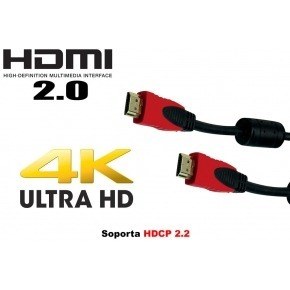 Cable HDMI  RED versión 2.0 de 1 metro hasta 4k x 2k con ferrita