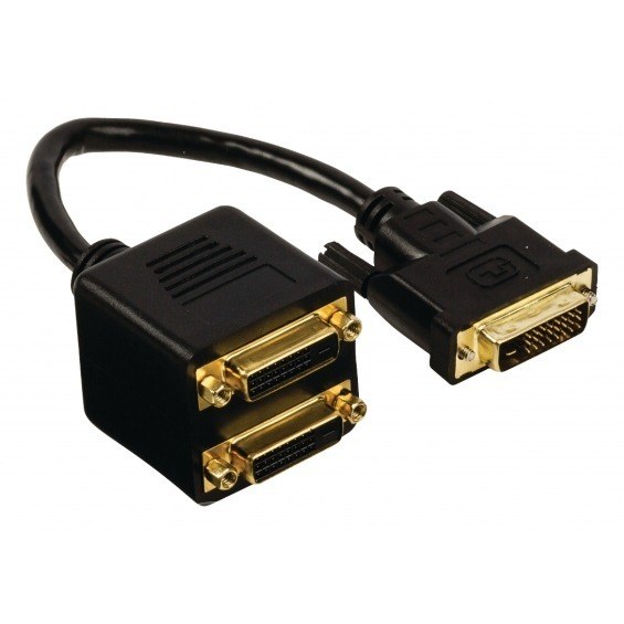 Cable de conexión DVI-D 24+1 M - 2x DVI-D 24+1 H bañado en oro.