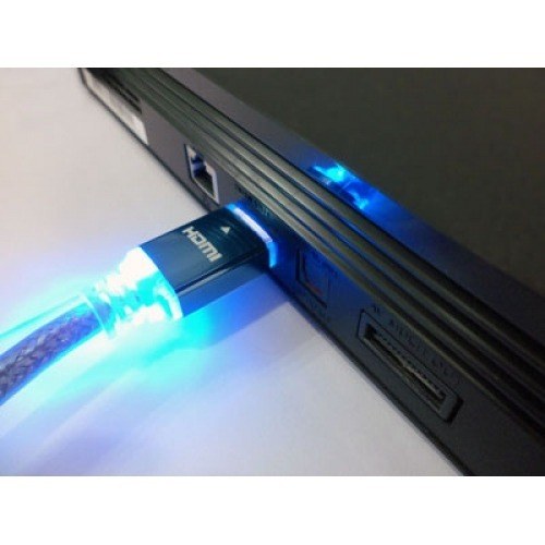 SUPER CABLE HDMI High Speed with ethernet con LED AZUL 3 metros