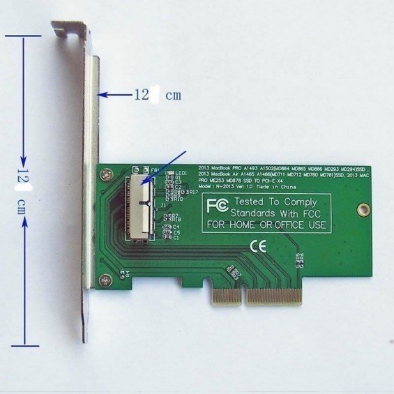 Tarjeta PCI Expres para discos PCIE de equipos Macbook