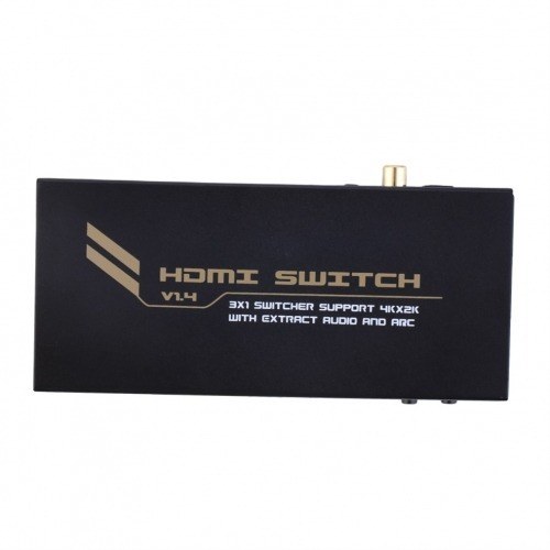 Conmutador / Switcher HDMI 3x1. UltraHD 4k x 2k con extracción de audio (Digital coaxial o Toslink) y ARC