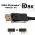 Cable Displayport V1.4 , Soporta Resoluciones De 8K@30Hz, 5K@60Hz, 4K@120Hz , Compatible Hdcp 2.2, 3D Y Hdr Dinámico, Longitud 2,0 Metros