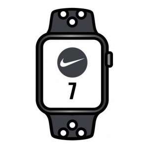 Apple Watch Series 7/ Nike/ Gps/ 41 mm/ Caja de Aluminio en Negro Medianoche/ Correa Deportiva Nike Antracita Negro