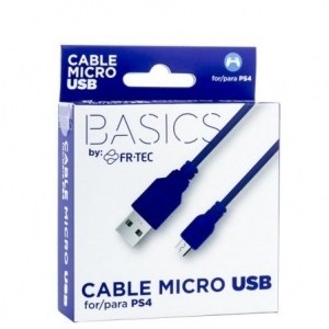 Cable USB 2.0 FR-TEC FT0018 para PS4/ USB Macho - MicroUSB Macho/ 3m/ Azul
