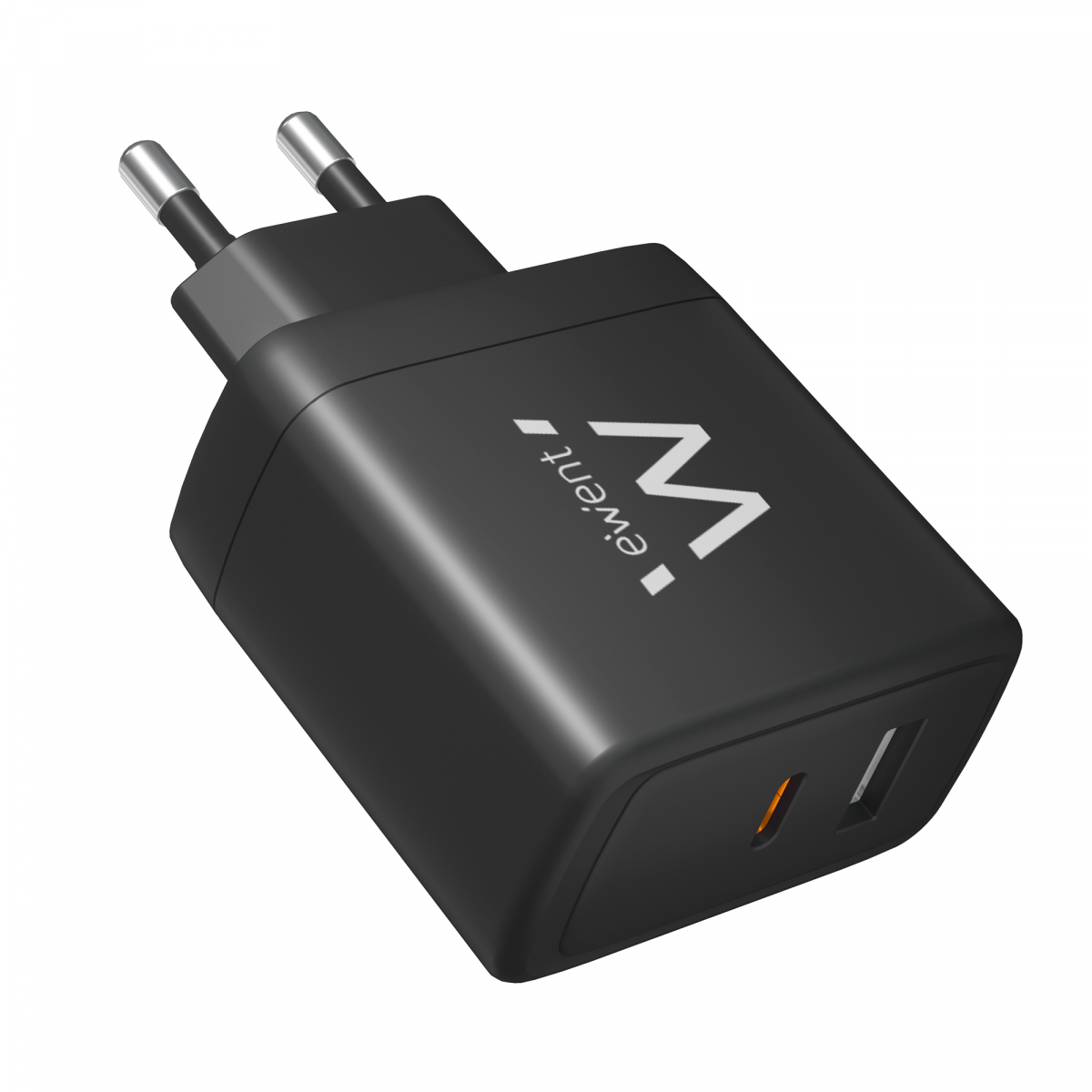 Ewent EW1330 Cargador rápido GaN de 2 puertos (1 USB-C y 1 USB-A) de 65 W para smartphones, tabletas y portátiles