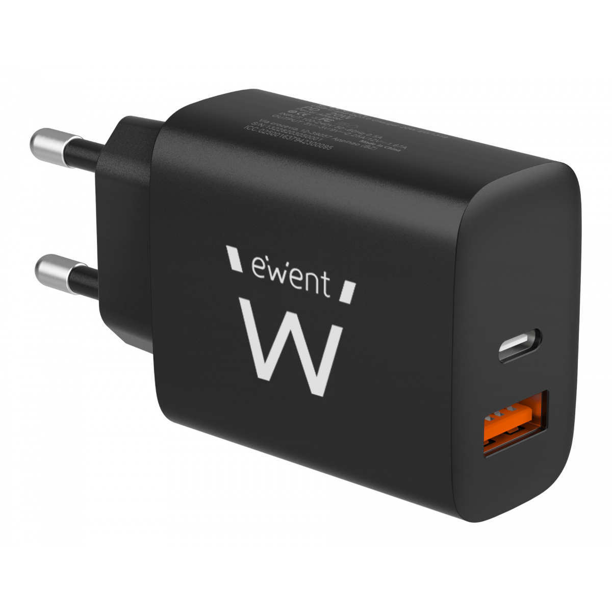 Ewent EW1319 Cargador rápido USB-C y QC3.0 20W