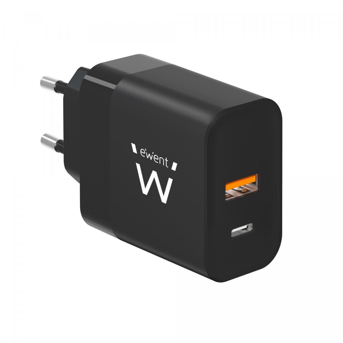 Ewent EW1327 Cargador rápido USB-C y USB-A GaN 45W para Smartphone, Tablet y Portátil