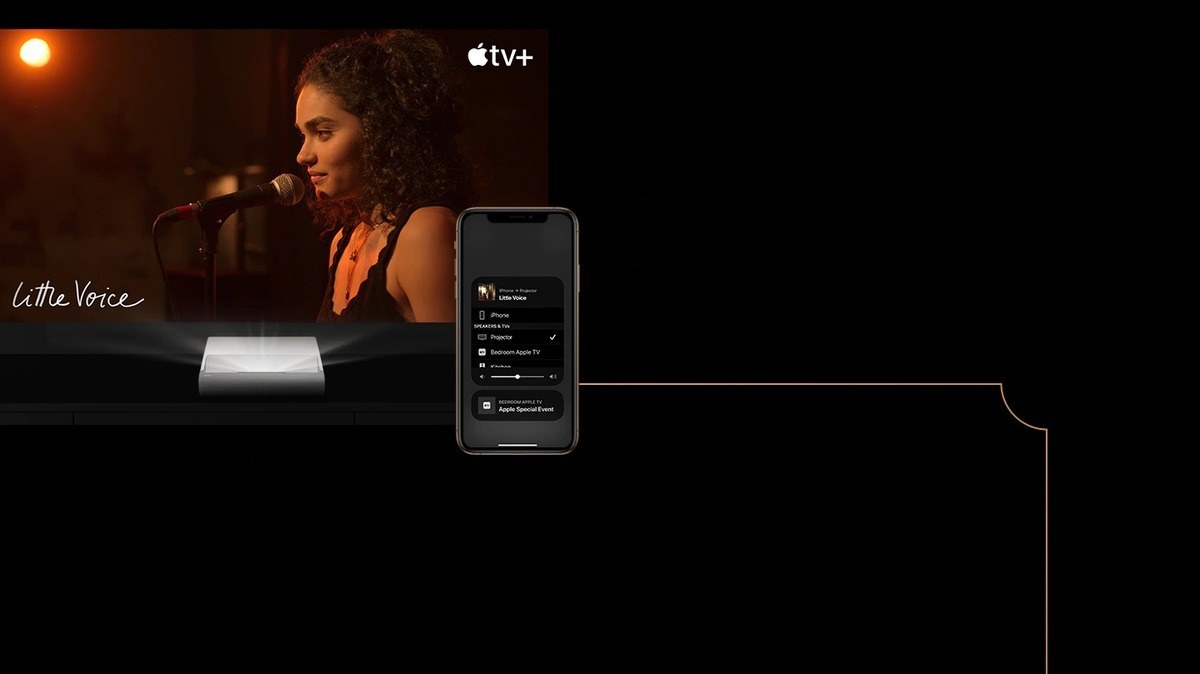 Aprovecha la función AirPlay 2, el proyector inteligente de Samsung The Premiere ofrece contenido desde iPhone, iPad o Mac